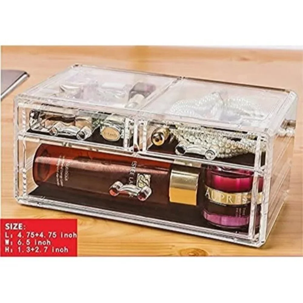 New Clear Acrylic Makeup Organizer with 7 Drawers & Brush Holder for Vanity